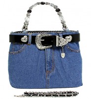 Denim Jean Purse w/ Belt Buckle - BG-BJ119M/BK