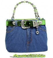 Denim Jean Purse w/ Belt Buckle - BG-BJ119MLM