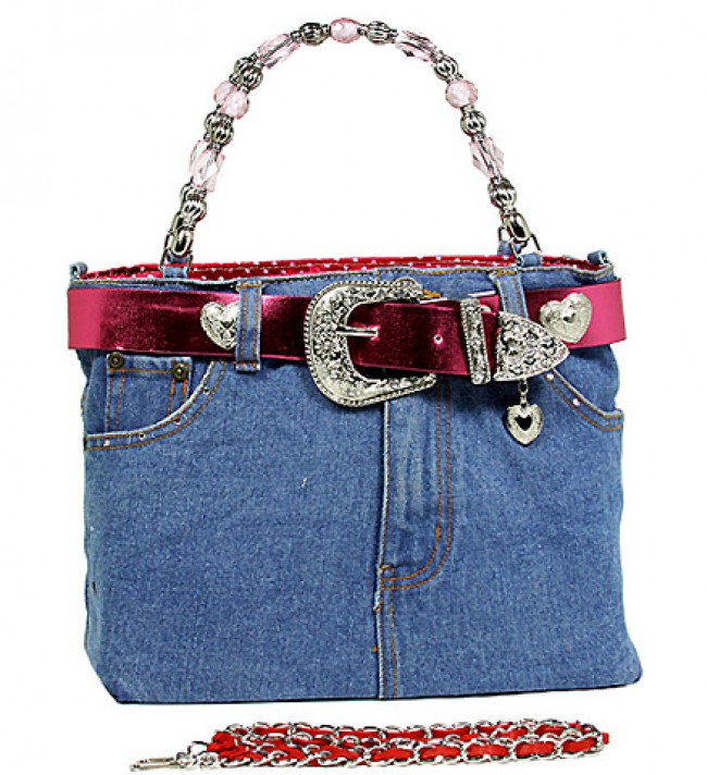 Denim Jean Purse w/ Belt Buckle - BG-BJ119MPK