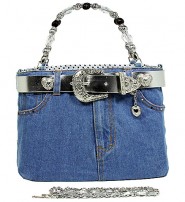 Denim Jean Purse w/ Belt Buckle - BG-BJ119MSV