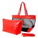 Mesh 2-in-1 Totes w/ Metal Studded Croc Embossed PU Trim - Red - BG-100845R