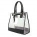 2-in-1 Clear PVC Tote Bag w/ Croc Embossed Trim - Black - BG-CL471BK