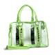 Clear PVC Duffel - Croc Embossed Patent Leather-like Trim w/ Pyramid Studs - Green - BG-CLR005GN