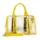 Clear PVC Duffel - Croc Embossed Patent Leather-like Trim w/ Pyramid Studs - Mustard - BG-CLR005MUS