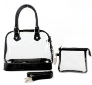 Clear PVC Tote -  Small Bowling Bag w/ Detachable Strap - Black - BG-TM6-5388BK