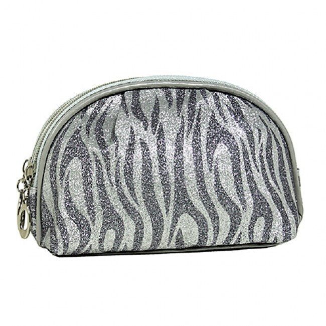 Cosmetic Purse - Glitter Zebra Print -BG-HM00057S