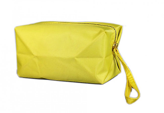 Rectangle Nylon Cosmetic Bags w/ Wristlet - Yellow - BG-HM1007YL