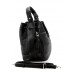 Drawstring Bucket Bags w/ Perforated Design - Black - BG-W6604BK