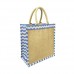 Jute Tote: 12" Chevron Print w/ Cotton Webbed Tube Handles - BG-JTG102
