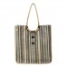 Jute Tote: Stripes w/ Cotton Woven Loop Handles - BG-JTS102