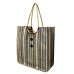 Jute Tote: Stripes w/ Cotton Woven Loop Handles - BG-JTS102