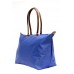 Nylon Large Shopping Tote w/ Leather Like Handles - Blue - BG-HD1293BL