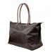 Nylon Large Shopping Tote w/ Leather Like Handles - Brown -BG-HD1293BR