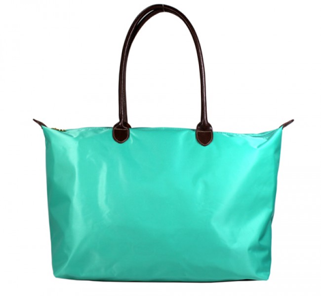 Nylon Large Shopping Tote w/ Leather Like Handles  - BG-HD1293TR