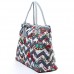 Quilted Cotton Shopping Tote Bag - Owl & Chevron Printed - Grey - BG-OW303GY