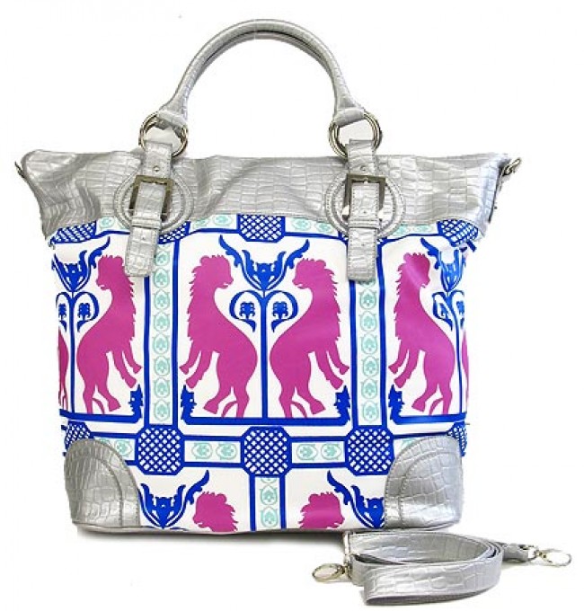 Signature Print Tote Bags - Silver - BG-N062-2SV