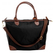 Shopping Tote w/ Detachable Woven Strap - Black - BG-03-1190