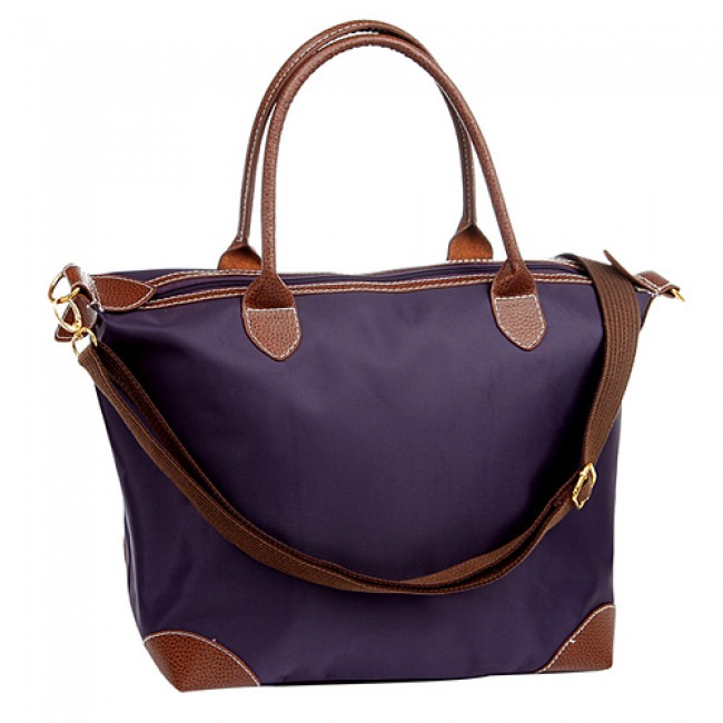 Shopping Tote w/ Detachable Woven Strap - Purple - BG-03-1206