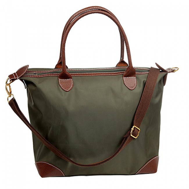 Shopping Tote w/ Detachable Woven Strap - Olive - BG-03-1237