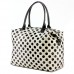 Shopping Tote w/ Polka Dots Print - White -BG-101319W