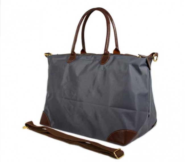Nylon Large Shopping Tote w/ Nylon Shoulder Strap - Gray - BG-HD1294GY