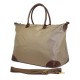 Nylon Large Shopping Tote w/ Nylon Shoulder Strap - Taupe