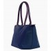 Nylon Small Shopping Tote w/ Leather Like Handles - Navy