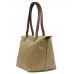 Nylon Small Shopping Tote w/ Leather Like Handles - Taupe - BG-HD1361TP