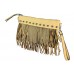 Shoulder/ Clutch Bags - Accent w/ Metal Studs & Fringes - Black - BG-15-725YW