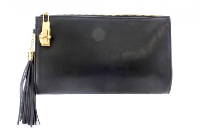 Clutch/ Shoulder Bag - Accent With Tassel - Black - BG-15-733BK