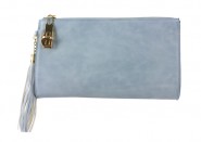 Clutch/ Shoulder Bag - Accent With Tassel - Blue - BG-15-733BL