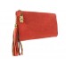 Clutch/ Shoulder Bag - Accent With Tassel - Coral - BG-15-733CO