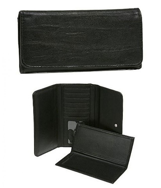 Wallet - Faux Soft Leather Wallet - Black - WL-190JRBK