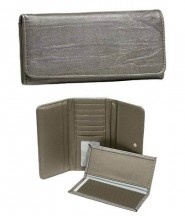 Wallet - Faux Soft Leather Wallet - Dark Silver - WL-190JRDSV