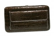 Flat Wallet - Leather Like w/ Croc Embossed - Brown - WL-AL121LPBN