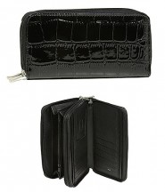 Wallet - Croc Embossed Organizer - Black -WL-AL3098BK