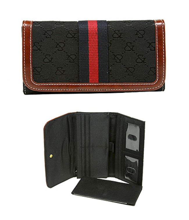 Wallet - Jacquard Monogram Check Book Wallet - Black  -WL-AND008BK