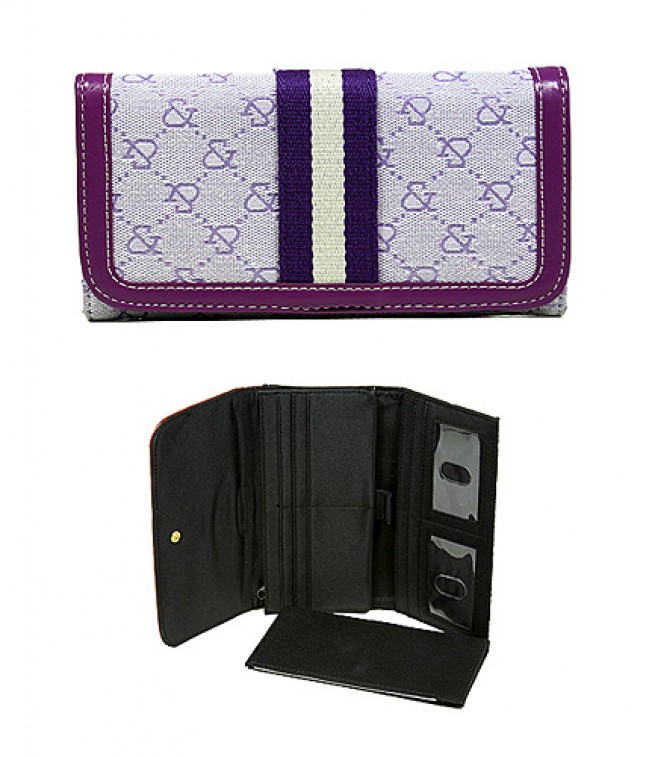 Wallet - Jacquard Monogram Check Book Wallet - Purple  -WL-AND008BPU