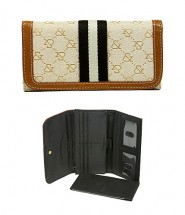 Wallet - Jacquard Monogram Check Book Wallet - Tan  - WL-AND008TN