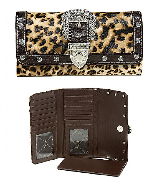 Wallet - Buckled Croc Embossed Wallet - Leopard- WL-WBLT141LPBN