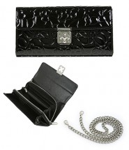 Wallet - Genuine Leather w/ Floral Embossed - Black - WL-C1020BK