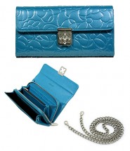 Wallet - Genuine Leather w/ Floral Embossed - Blue - WL-C1020BL