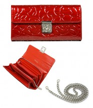 Wallet - Genuine Leather w/ Floral Embossed - Red - WL-C1020RD