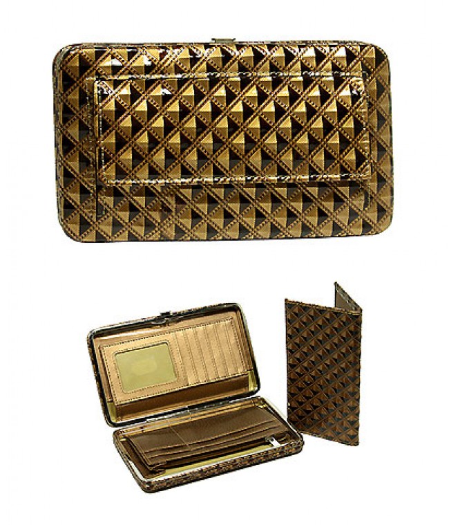 Wallet - Flat Wallet - Glossy Pyramid Embossed - Bronze- WL-F1200ANBZ