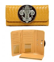Wallet - Fleur de Lis Charm Wallet/Leather Like - Camel - WL-W119CA