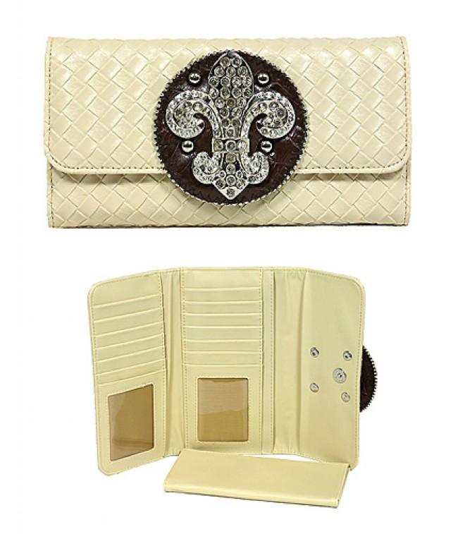 Wallet - Fleur de Lis Charm Wallet - Beige - WL-W123BEI
