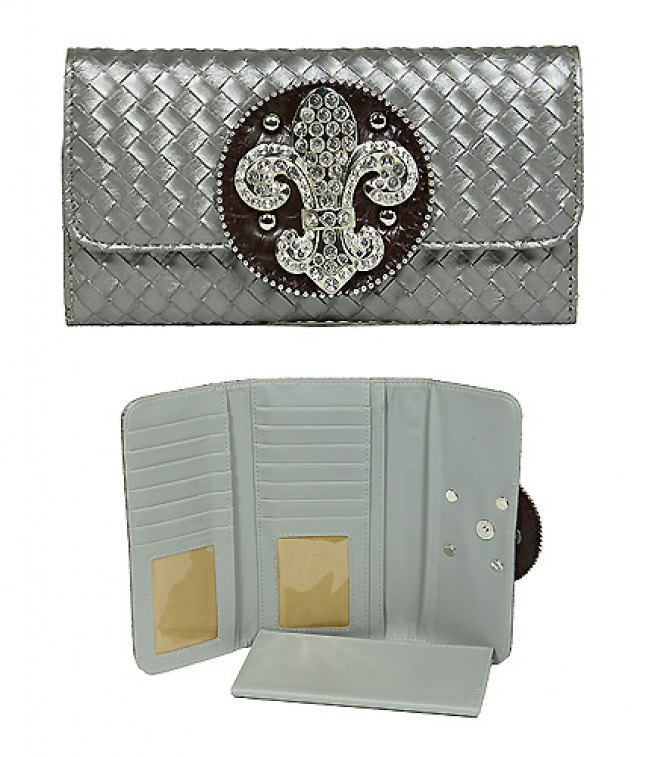 Wallet - Fleur de Lis Charm Wallet - Pewter - WL-W123PT