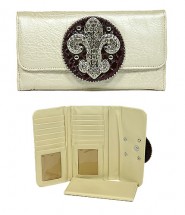 Wallet - Fleur de Lis Charm Wallet - Beige - WL-W129BEI