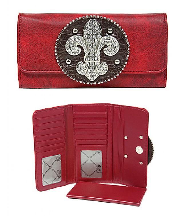 Wallet - Fleur de Lis Charm Wallet - Red - WL-WFDL140RD