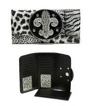 Wallet - Fleur de Lis CharmTiger Print - White - WL-WFDL140T-WH